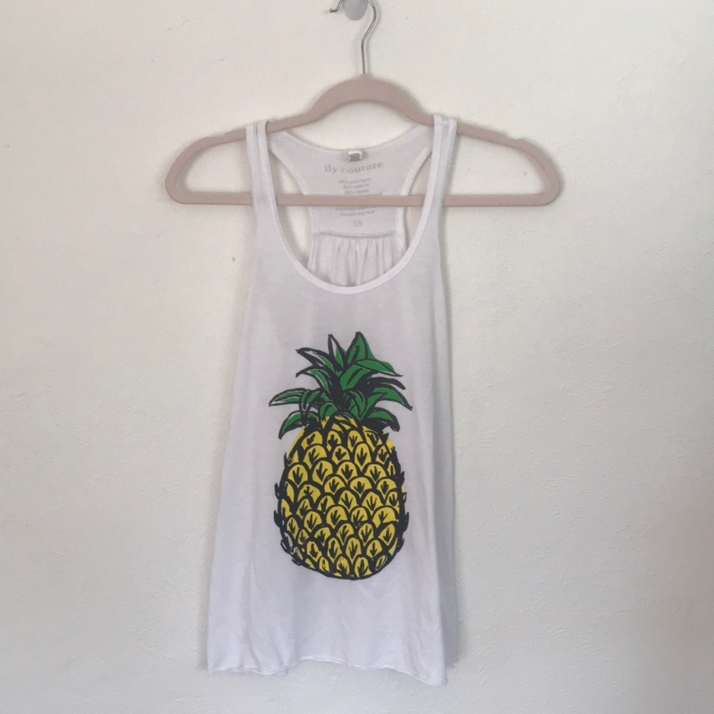 Ily Couture White Pineapple Graphic Tank Top - Picture 3 of 4